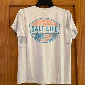 Salt Life Women’s Short Sleeve Live Salty White (DrifFit) SLX Shirt NWT Size S